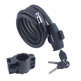 UFFD Accessories UFFD Bike Lock, Bike Locks Cable Lock Coiled Secure Keys Bike Cable Lock with Mounting Bracket, 1500mm Diameter (Color : Black, Size : 1500mmx12mm)