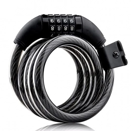 UFFD Accessories UFFD Bike Lock, Cable Bicycle Lock Anti-Theft with Keys, Waterproof Portable Bike Lock Coiling Cable with Mounting Bracket and Reflective Strips (Color : Black, Size : 12mm-1.5m)