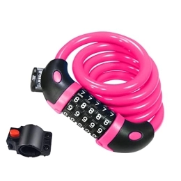 Guezuvoru Accessories Universal 5-Digit Code Portable MTB Bike Security Combination Locks Padlock Motorcycle Scooter Anti-Theft Steel Cable Lock Cycling Accessories, Pink