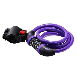 Guezuvoru Accessories Universal 5-Digit Code Portable MTB Bike Security Combination Locks Padlock Motorcycle Scooter Anti-Theft Steel Cable Lock Cycling Accessories, Purple