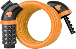 UPPVTE Accessories UPPVTE 120cm Self-Rolling Bicycle Lock, PVC Portable Anti-Theft Mountain Bike Fixed Steel Cable Lock alloy Steel Lock Combination Lock Cycling Locks (Color : Orange, Size : 120cm)