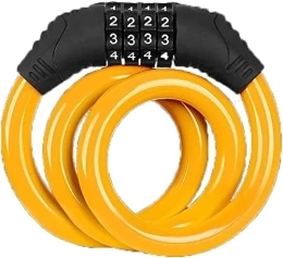 UPPVTE Bike Lock UPPVTE Bicycle 4-Digit Password Lock, Mountain Bike Lock Bicycle Equipment Electric Motorcycle Anti-Theft Lock Cycling Outdoor Gear Cycling Locks (Color : Orange, Size : 65cm)