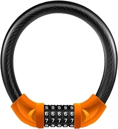 UPPVTE Bike Lock UPPVTE Bicycle Lock, Bold 18mm Portable 5-Digit Combination Steel Cable Ring Anti-Theft Alloy Lock for Heavy Motorcycles, Mountain Bike Cycling Locks (Color : Orange, Size : 21.5 * 19.5cm)