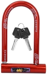 UPPVTE Accessories UPPVTE Bicycle Lock U-Shaped Lock, Steel Anti-Theft Lock Pure Copper Core Locks Electric Vehicle Mountain Bike Security Anti-theft Lock Cycling Locks (Color : Red)