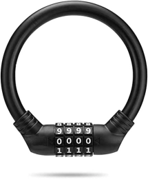 UPPVTE Accessories UPPVTE Bicycle Lock, Zinc Alloy Core Steel Cable Code Lock Portable Outdoor Mountain Bike Accessories for Motorcycles, Scooters Cycling Locks (Color : Black, Size : 30cm)