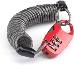 UPPVTE Accessories UPPVTE Bicycle MTB Lock, 90cm Bike Lock Helmet Lock Password Lock 45G Ultralight Flexible Bicycle Accessories Cycling Locks (Color : Red, Size : 90cm)