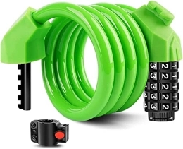 UPPVTE Bike Lock UPPVTE Bike Cable Locks, Coiled Secure Resettable Combination Bike Cable Lock with Mounting Bracket Mountain Bike Motorcycle Equipment Cycling Locks (Color : Green, Size : 120cm)