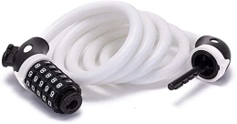 UPPVTE Bike Lock UPPVTE Bike Lock Cable, Combination 5 Digit with Mount Holder 1.2M / 4Ft Security Bike Chain Lock for Bicycle, Mountain Bike, Scooter Cycling Locks (Color : White, Size : 12 * 1200mm)