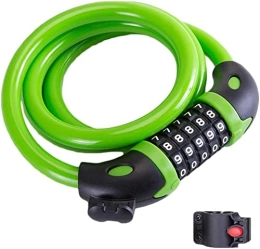 UPPVTE Accessories UPPVTE Bike Wire Steel Cable Lock, High Security Anti-Theft Ring Lock 5 Digit Combination Steel Wire Code Lock for Motorcycle, Bicycle, Door Cycling Locks (Color : Green, Size : 1.2m)