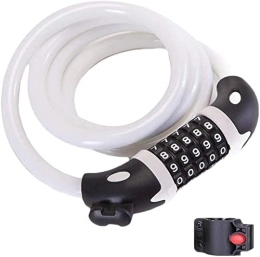 UPPVTE Bike Lock UPPVTE Bike Wire Steel Cable Lock, High Security Anti-Theft Ring Lock 5 Digit Combination Steel Wire Code Lock for Motorcycle, Bicycle, Door Cycling Locks (Color : White, Size : 1.2m)