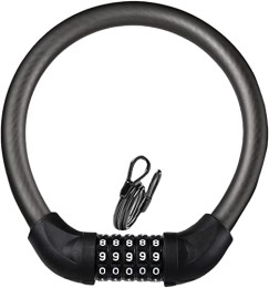 UPPVTE Accessories UPPVTE Bold Bicycle Lock, 5-Digit Combination Digital Code Extension Cable Ring Lock Portable Anti-Theft Heavy Motorcycle Mountain Bike Lock Cycling Locks (Color : Black, Size : 40cm long)
