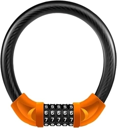 UPPVTE Bike Lock UPPVTE Bold Bicycle Lock, Portable 5-Digit Combination Lock Cable Lock Anti-Theft Alloy Lock Cylinder for Heavy Motorcycles, Mountain Bikes Cycling Locks (Color : Orange, Size : L)