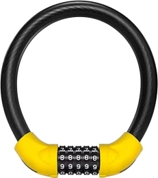 UPPVTE Bike Lock UPPVTE Combination Password Bicycle Lock, Portable Ring-Shaped Motorcycle Anti-Theft Lock Waterproof and Rust-Proof Alloy Steel Cable Cycling Locks (Color : Black, Size : M)