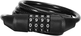 UPPVTE Accessories UPPVTE Mini Portable Bicycle Lock, Spiral Telescopic Cable Lock rotating 4-Digit Code Lock for Fixed Helmets Motorcycles and Mountain Bikes Cycling Locks (Color : Black, Size : 120cm)
