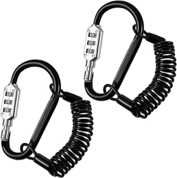 UPPVTE Bike Lock UPPVTE Motorcycle Helmet Lock, Retractable Resettable Combination Universal Security Combination Lock for Bicycle Mountain Bike Cycling Locks (Color : Black, Size : 1.5 m (4.92 ft) 2PACK)