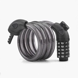 UPPVTE Bike Lock UPPVTE Mountain Bike Lock Cable, Portable Anti-Theft Alloy Lock 5 Digit Resettable Combination Bike Cable Lock for Ladders, Grills, Gates Cycling Locks (Color : Black, Size : 1.8m)
