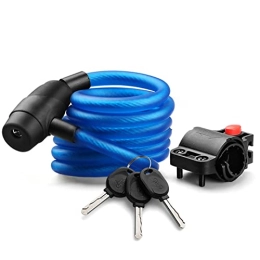UPPVTE Accessories UPPVTE Portable Bicycle Lock with 2 Keys, Lengthened Steel Wire Cable Anti-Theft Lock Frame Helmet Mountain Bike Motorcycle Equipment Cycling Locks (Color : Blue, Size : 1.8M)