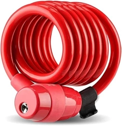UPPVTE Accessories UPPVTE Self-Rolling Bicycle Lock, Built-in Dust Cover Copper Lock Core Anti-Theft Steel Cable Chain Lock Mountain Road Motorcycle Cycling Locks (Color : Red, Size : 150CM)
