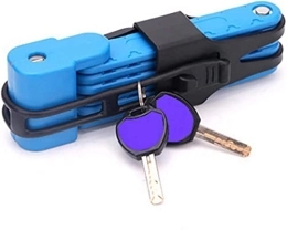UPPVTE Bike Lock UPPVTE Universal Folding Bicycle Lock, Portable Bicycle Chain Lock Anti-Theft Bicycle Electric Car Lock Accessories Cycling Equipment Cycling Locks (Color : Blue, Size : 20.5 * 6 * 6.5cm)