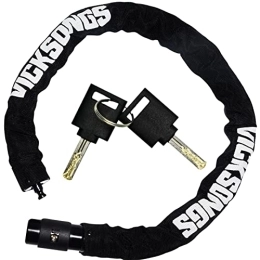 VICKSONGS Bike Lock VICKSONGS Bicycle Chain Lock with Key [Length 85 cm, Weight 1120 g, Diameter 8 mm] Bicycle Lock with 360 Degree Rotating Lock Head and Waterproof Keyhole (Black)