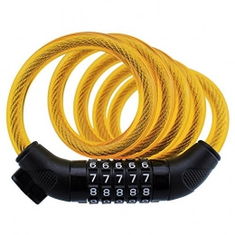 Vory Bike Lock Vory Bike Lock Cable, 5 Digit Resettable Combination Bike Cable Self Coiling Bicycle Cable Locks, 12x1200mm, Gold