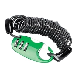 WBDZ Accessories WBDZ Secure Lock Helmet Lock 3 Digit Password Mini Portable Anti-theft Bicycle Lock for Motorcycle Bicycle Scooter Cable Lock (Color : Green, Size : 1.5m)