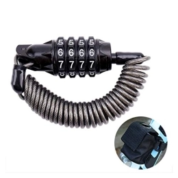 WCNMB Bike Lock WCNMB Bicycle lock Bicycle Lock 1.8m Bicycle Multi-function Wire Lock 4 Digit Code Combination Bike Security Lock Steel Cable Spiral Bike Locks Convenient and durable (Color : Black)