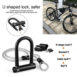 WERNG Bike Lock WERNG Bicycle Chain Lock, 15Mm Heavy-Duty Bicycle U-Lock, with A Solid Mounting Bracket PVC Environmentally Friendly Material, Bicycle Safety Equipment