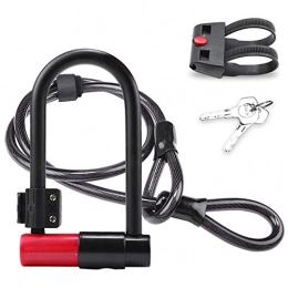 WERNG Bike Lock WERNG Bicycle U-Lock with Cable, 115 Cm / 3.8 Ft Flexible Cable Heavy-Duty Bicycle Safety Lock with Mounting Bracket for Bicycles, Motorcycles And Electric Vehicles, Red, B
