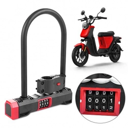 WERNG Accessories WERNG U-Type Bicycle Lock, Portable Anti-Theft Digital Combination Lock, 4-Digit Combination for Locking Bicycle / Motorcycle / Electric Vehicle