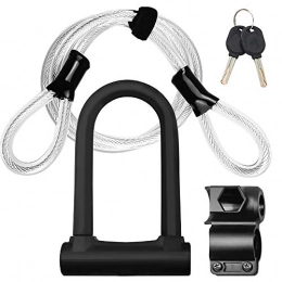 WHCL Accessories WHCL Bike U Lock, Bike U Lock Combination Cable, Heavy Duty Bike Locks with 4 FT / 1.2M Security Cable, Mounting Bracket, 3 Key, for Bicycle, Scooter