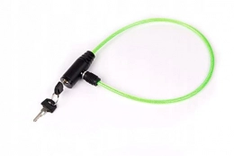 WMC Light Green Metal Core Rubber Coated Bike Lock with Key Lock Cable - 2 Keys Included