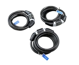 Word Alpha Combination Bicycle Lock Flexible Steel Bike Cable 4 ft Easy to Remember Word Supplied Ideal for Skateboards, and Sports Equipment Black (3 Pack)