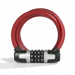 Wordlock Accessories Wordlock CL-435-RD 5-Feet 4-Dial 8mm WLX Combination Bike Lock, Red