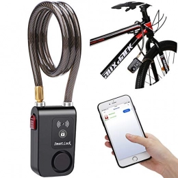 wsdcam Accessories wsdcam Bluetooth Bike Lock Alarm 110dB Universal Security Smart Bike Alarm Lock System Anti-Theft Vibration Alarm for Bicycle Motorcycle Door Gate Lock, 31.49 inch Cable Length, APP Control