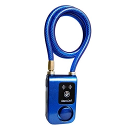 WSS Shoes Accessories WSS Shoes bicycle lock Intelligent Control Smart Alarm Bluetooth Lock Waterproof Alarm Bicycle Lock Outdoor Anti Theft Lock-Black Bike lock (Color : Blue)