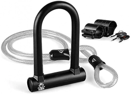 WXFCAS Accessories WXFCAS Bicycle Anti-cut Lock Steel Cable Lock Electric Vehicle Bicycle Lock Anti-hydraulic Motorcycle Lock U-shaped Lock for Biciclet (Color : Black, Size : One Size)