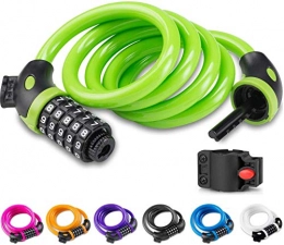 Wz Bike Lock WZ Bike Lock, Bike Lock With 5-Digit Code, 1.2M / 4ft Bicycle Lock Combination Cable Lock Lightweight & Security Bike Chain Lock For Bicycle, Mountain Bike, Scooter (Color : Green)