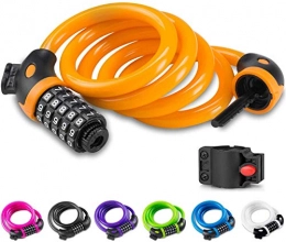 Wz Bike Lock WZ Bike Lock, Bike Lock With 5-Digit Code, 1.2M / 4ft Bicycle Lock Combination Cable Lock Lightweight & Security Bike Chain Lock For Bicycle, Mountain Bike, Scooter (Color : Orange)