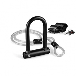 Xiaoningmeng Accessories Xiaoningmeng U-Lock，bike Lock And Steel Cable，19mm Alloy Steel And Silica Gel， With Mounting Brackets And 2 Keys - Black