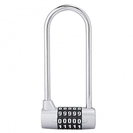 XIEZI Bike Lock XIEZI Bicycle Bassword Lock Bicycle U-Shaped Lock, 4-Digit Password Anti-Theft Lock, Password U-Shaped Lock, Zinc Alloy Digital Combination Lock-Silver