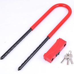 XMSIA Accessories XMSIA Bicycle Lock Standard Glass Door Lock Long U-shaped Lock Mortise Lock Portable Bicycle Lock Cycling Locks Anti-Theft (Color : Red, Size : 42cm)