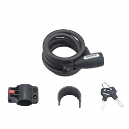 XWLAI Accessories XWLAI Bike Lock, Bike Locks Cable Lock Coiled Secure Keys Bike Cable Lock With Mounting Bracket, 12mm Diameter (Color : Black)