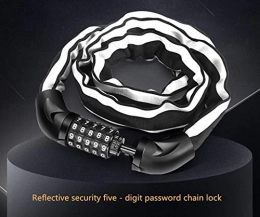 Yanxinenjoy Bike Lock Yanxinenjoy Password chain lock, chain lock, bicycle lock, reflective anti-theft lock, alloy lock core, bold chain-90cm