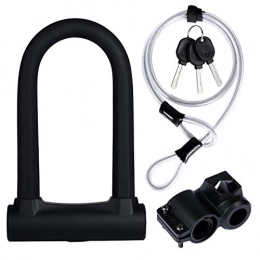 Yizhet Bike U Lock, Universal Bicycle U-Lock Heavy Duty High Security D Shackle Bike Lock with 4FT/1.2M Steel Flex Cable and Sturdy Mounting Bracket for Bikes, Bicycle,Motorbikes, Motorcycles