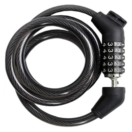 YOKAM Accessories Yokam Bicycle Cycle Chain Lock, PadLock, Cable Bike Lock 5-Letter Combination Bike Lock Cable Coiling Bike Cable Lock Bicycle Cable Lock For Bicycle Outdoors (Color : Black)