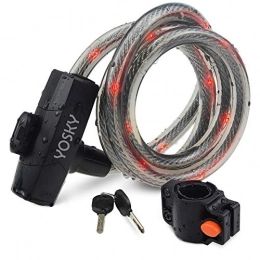 Yosky Bike Lock Yosky 2 in 1 Bike Cable Lock and Rear Light Combination1200mm Lightweight Keys Bicycle Cable Lock with taillight, Folding USB Charging Bike Lock for Electric Motorcycle Mountain Bike