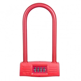 YQG Accessories YQG Heavy Duty Anti-Theft Bicycles U Lock Bike Combination Lock Combo Gate Lock For Bicycle Motorcycle Password Lock Padlock, Red