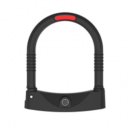 YuYzHanG Accessories YuYzHanG Bicycle Lock Fingerprint Waterproof Rust Intelligent Electric Bicycle Lock U-lock Motorcycle Lock Anti-theft bicycle lock (Color : Black, Size : One size)