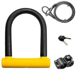 Yxxc Accessories Yxxc Gate Bike U Lock, Security Anti-theft Lock for Mountain Bicycle Motorbike, Includes 2 Keys, Mounting Bracket and Steel Cable Security